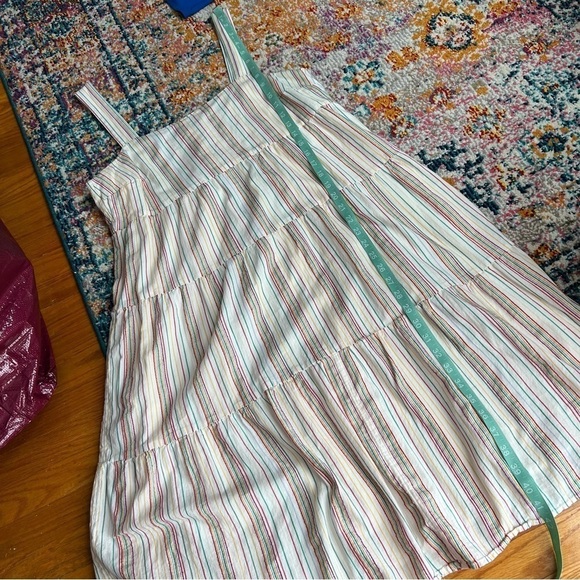 Madewell Tiered Tank Midi Dress Colorful Rainbow Stripe Sundress - Picture 14 of 14